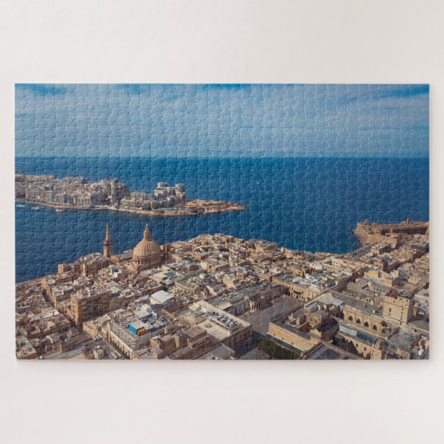 Quebra-cabeça Valletta City Seascape Fotografia aérea de Malta (Horizontal)