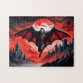 Quebra-cabeça Vampiro Voando Sobre O Castelo Assombrado
