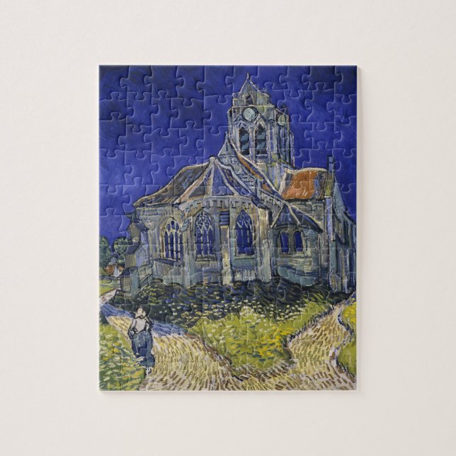 Quebra-cabeça Van Gogh A Igreja em Auvers Céu Azul Arte (Vertical)