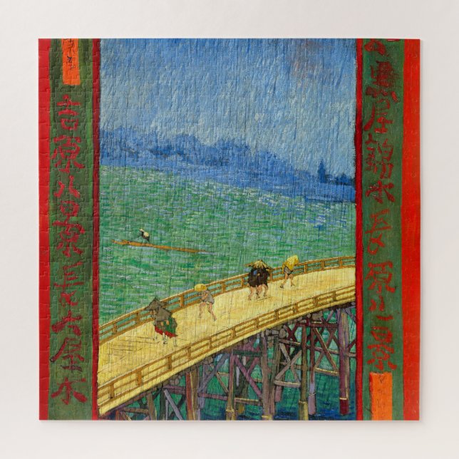 Quebra-cabeça Van Gogh A Ponte na Chuva segundo Hiroshige (Vertical)