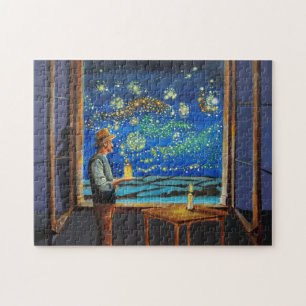 Quebra-cabeça Van Gogh e os vagalumes noturnos estrelados