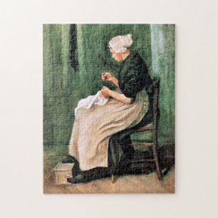 Quebra-cabeça Van Gogh. Mulher de Scheveningen Costurando,