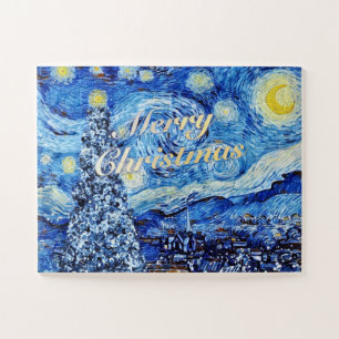 Quebra-cabeça Van Gogh - Noite Estrelada Feliz Natal