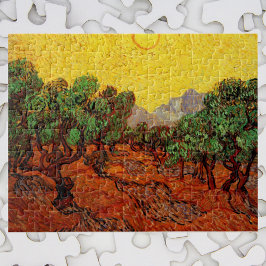 Quebra-cabeça Van Gogh Olive Trees com Céu Amarelo e Sol
