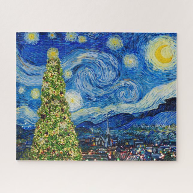 Quebra-cabeça Van Gogh Starry Night - Árvore de Natal (Horizontal)