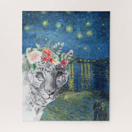 Quebra-cabeça Van Gogh Starry Night e Flower Lepard
