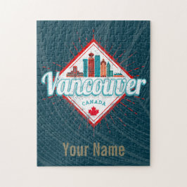 Quebra-cabeça Vancouver Skyline British Columbia Retro Canadá