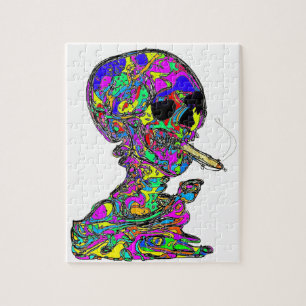 Quebra-cabeça VanGogh's Calavera Skull Smoking Cigarette
