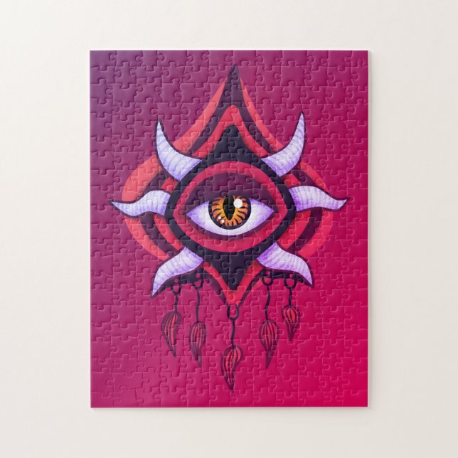 Quebra-cabeça Vaporware Demon Eye - Gótico colorido (Vertical)