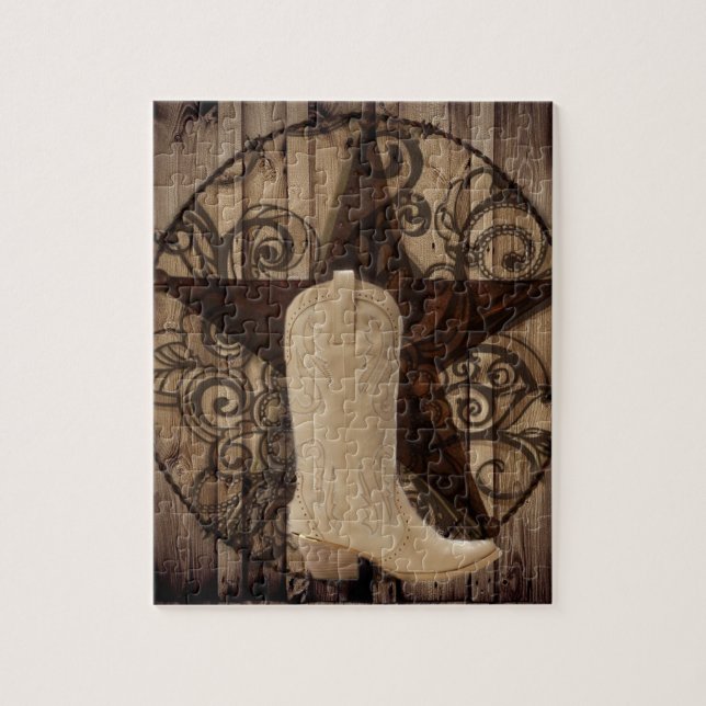 Quebra-cabeça Vaqueira solitária de madeira do país ocidental da (Vertical)