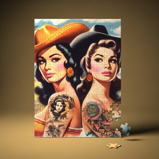 Quebra-cabeça Vaqueiras Tatuadas Vintage (Criador carregado)