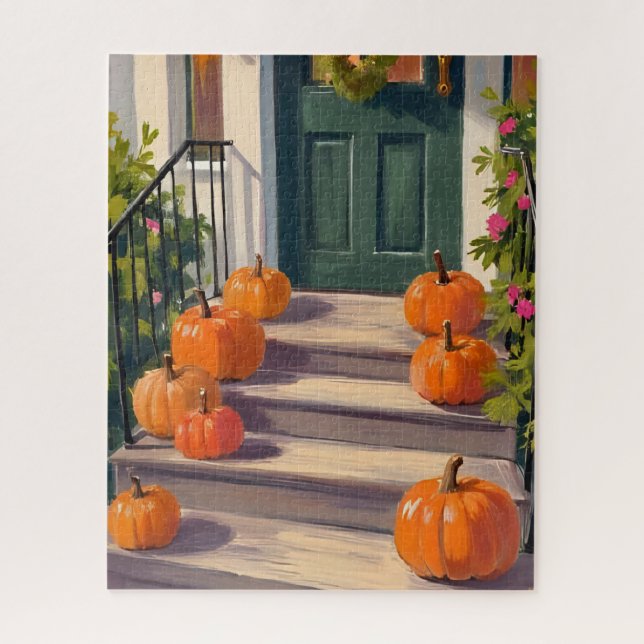 Quebra-cabeça Varanda de Abóbora de Outono | Pintura de Outono (Vertical)