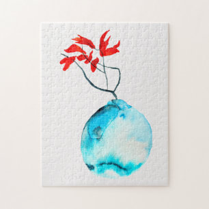 Quebra-cabeça Vase aquarela ikebana