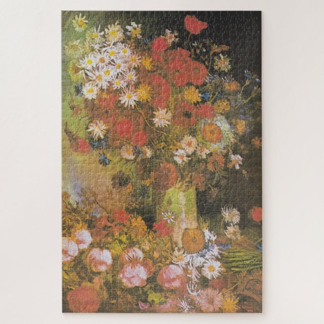 Quebra-cabeça Vase com flores e papoilas, peonias e crisânime (Vertical)