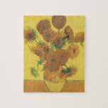 Quebra-cabeça Vase com Quinze Girassóis por Vincent van Gogh<br><div class="desc">Vase com Quinze Girassóis ou simplesmente Girassóis (1888) de Van Gogh é uma pintura floral de arte Apos impressionismo. Faz parte de uma série de vida estática de várias pinturas semelhantes com um buquê de flores de jardim em um vaso. A série inteira mostra girassóis em todos os palcos da...</div>