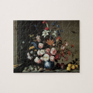 Quebra-cabeça Vase of Flowers by a Window, Balthasar van der Ast