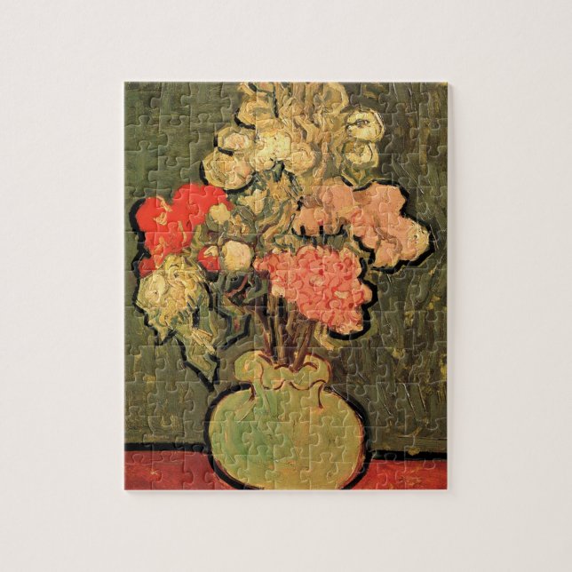 Quebra-cabeça Vaso com Malvas Rosadas por Vincent van Gogh (Vertical)