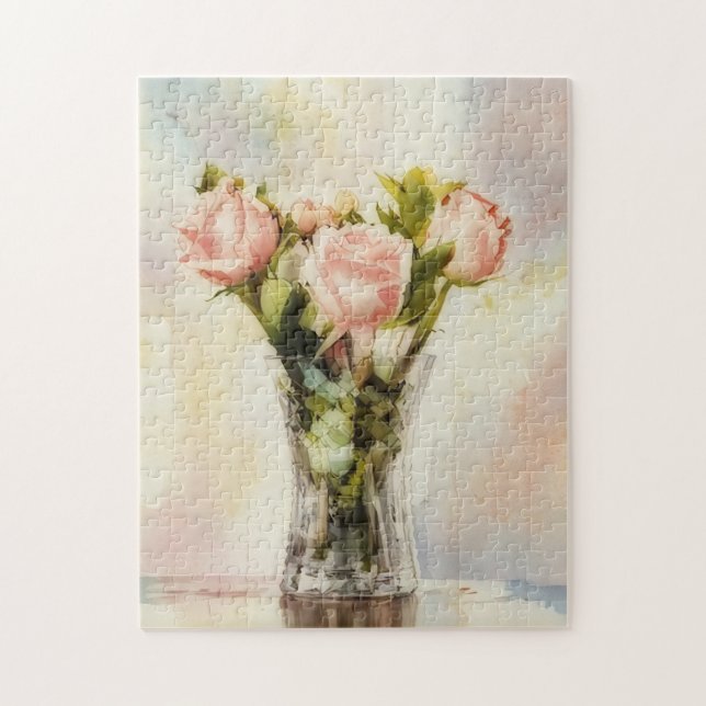 Quebra-cabeça Vaso de Rosas Lindo Flor Floral Puzzle (Vertical)