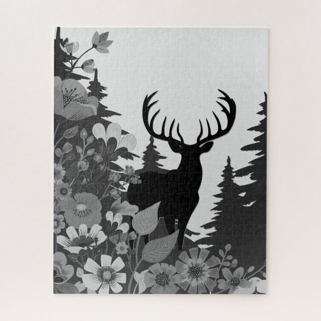 Quebra-cabeça Veado com Grande Rack Fora de Floresta (Vertical)