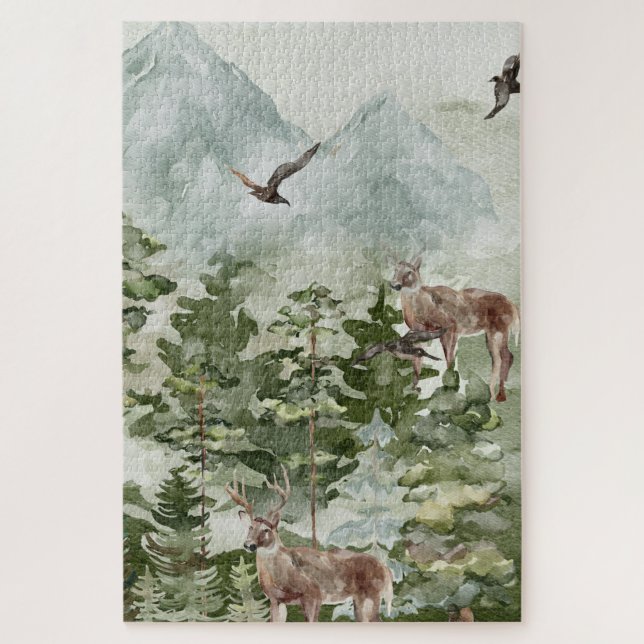 Quebra-cabeça Veado das Montanhas da Cena de Inverno (Vertical)