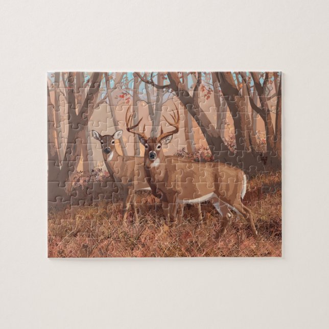 Quebra-cabeça Veado De Whitetail Na Floresta - Natureza Do Estil (Horizontal)