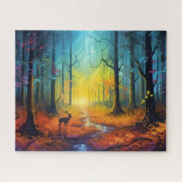 Quebra-cabeça Veado na Floresta do Arco-íris do outono