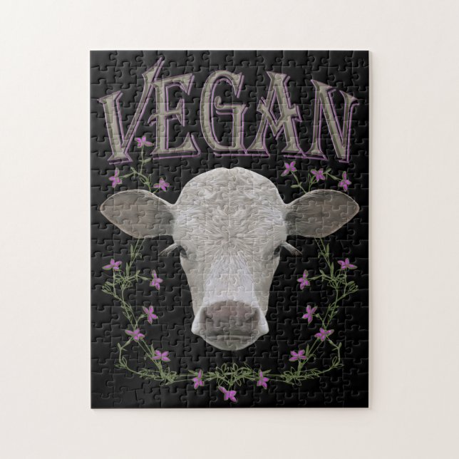 Quebra-cabeça Vegan - animais querem viver (Vertical)