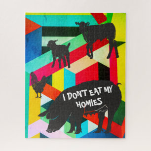 Quebra-cabeça Vegan Colorido Eu não como meu Duro