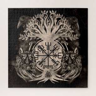Quebra-cabeça Vegvisir - Yggdrasil Com Ravens E Lobos