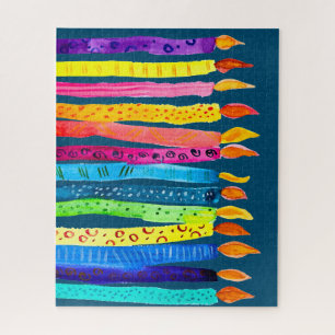 Quebra-cabeça Velas de aniversário de aquarela coloridas