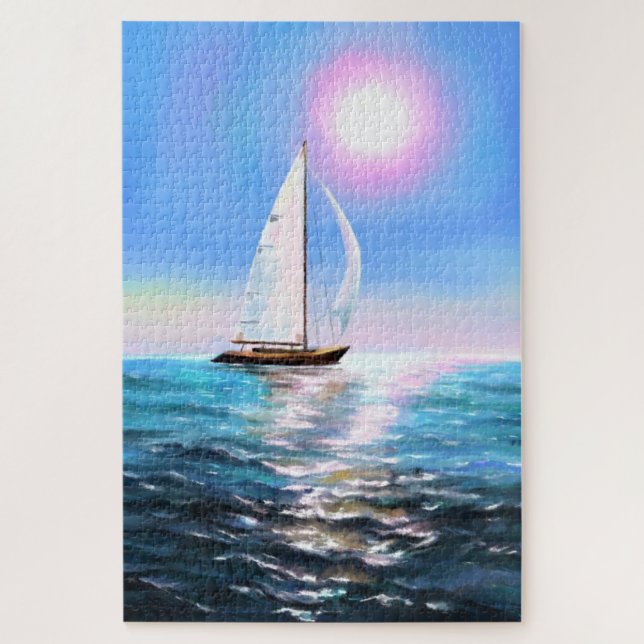 Quebra-cabeça veleiro ao nascer do sol - Desenho (Vertical)