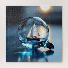 Quebra-cabeça veleiro numa Arte Ai Lightbulb