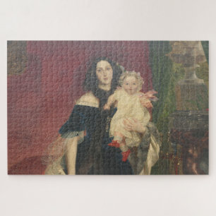 Quebra-cabeça Velha Mestrado pintando mulher segurando o bebê Pu