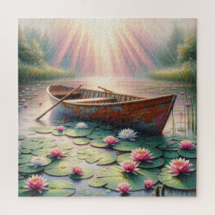 Quebra-cabeça Velha Rowboat Russo Em Lírios-Água