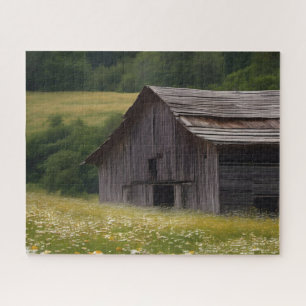 Quebra-cabeça Velho Celeiro Em Daisy Field