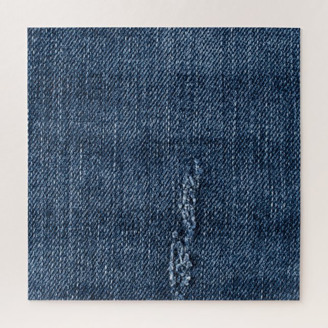 Quebra-cabeça Velho denim rasgado: textura jeans. (Vertical)