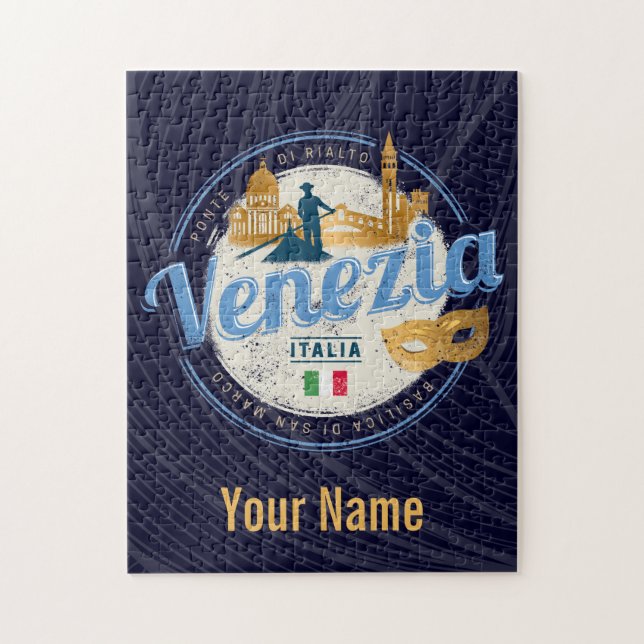Quebra-cabeça Veneza com gondolier Itália carnaval vintage (Vertical)