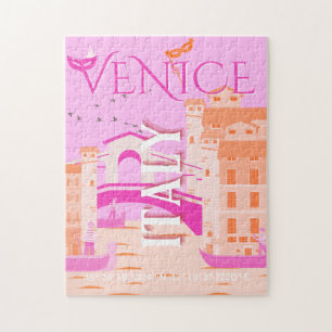 Quebra-cabeça Veneza Viagem Art, Itália, Viagem Art, Retro, Rosa