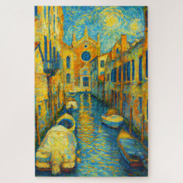 Quebra-cabeça Venice Canal Starry Night Impressionist Art Puzzle