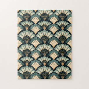 Quebra-cabeça Ventilador Teal & Beige inspirado no Japão
