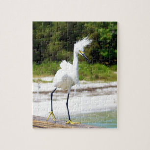 Quebra-cabeça Vento soprou Snowy Egret