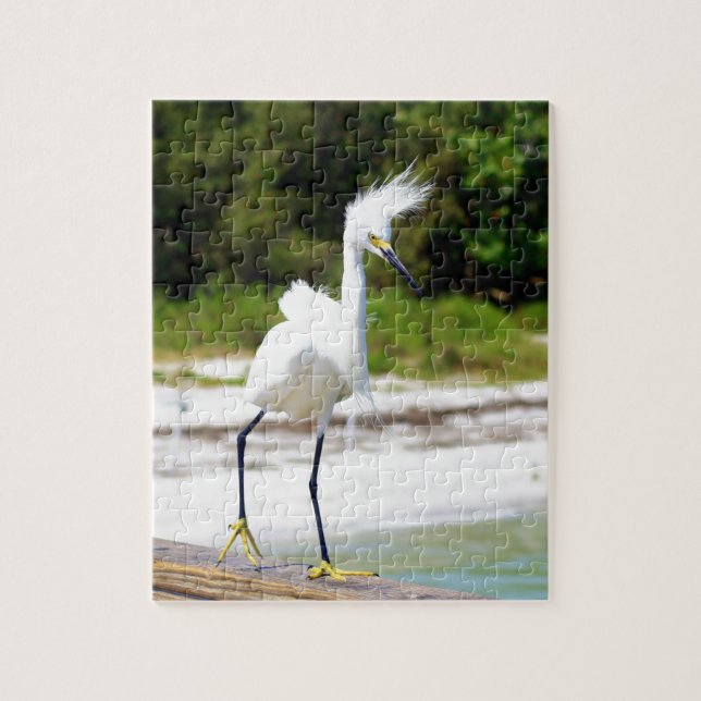 Quebra-cabeça Vento soprou Snowy Egret (Vertical)