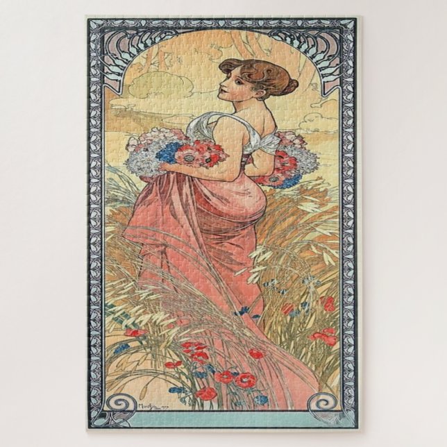 Quebra-cabeça Verão de 1900: Um Nouveau de Arte por Mucha (Vertical)