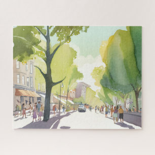 Quebra-cabeça Verão na Beacon Street   Boston, MA Aquarela