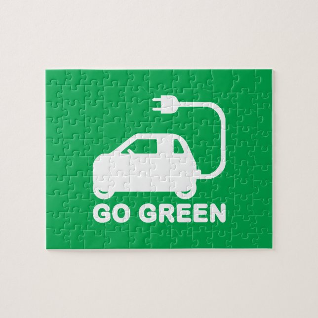 Quebra-cabeça Verde ~ Dirigir Carros Elétricos (Horizontal)
