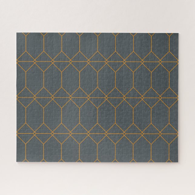 Quebra-cabeça Verde, ouro, simples, retrô, ilustração elegante (Horizontal)