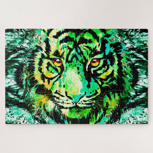Quebra-cabeça Verde Tigre - Quebra-cabeça Colorida (Horizontal)