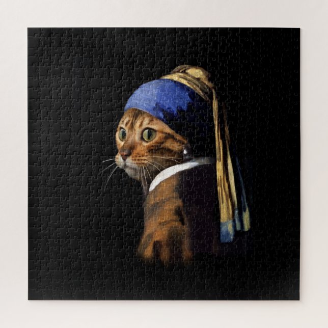 Quebra-cabeça Vermeer Painting Spoof Puss com um Ouriço de Pérol (Vertical)