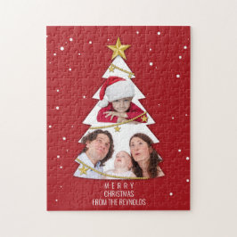 Quebra-cabeça Vermelho de Colagem de Fotos da Árvore de Natal Mo