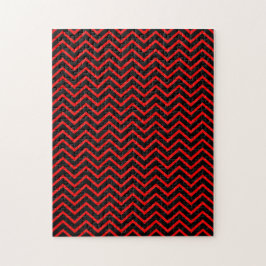 Quebra-cabeça Vermelho Escuro e Chevron Preto
